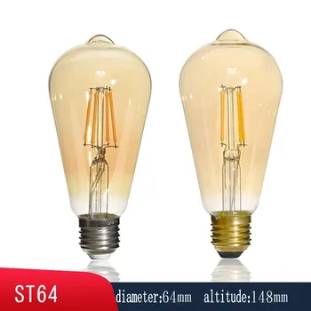E27 Retro Edison Ampul 4W 6W 8W 220V klasik ışık Ampul Sıcak Beyaz filaman lamba Ampuller Vintage Lamba Ev Dekor ST64