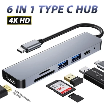USB C Hub Tipi C HDMI uyumlu Adaptörü 4K USB 3.0 2.0 Hub TF SD Okuyucu PD Macbook Air Pro için Huawei Bilgisayar Aksesuarları