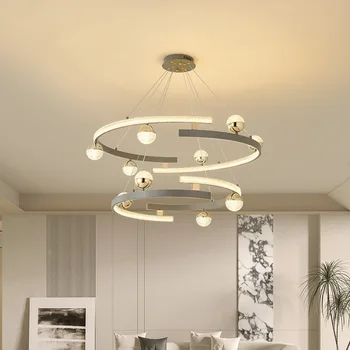 Modern oturma odası avize halka şeklinde asma lamba restoran Nordic ışık lüks yatak odası dekorasyon ışıklandırma ev dekorasyonu