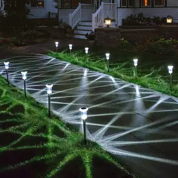 6 Paket güneş yolu ışıkları açık LED su geçirmez paslanmaz çelik bahçe kazık ışıkları dış bahçe, Yol, veranda, Driveway