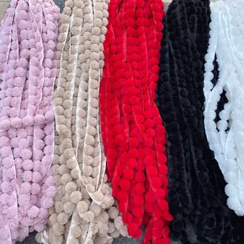 10M Pom Pom Trim Topu Boncuklu Ponpon Saçak Şerit El Yapımı DIY Giysiler Perde Döşeme Zanaat Dikiş Aksesuarları