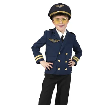 Çocuk kaptanın Üniforma Oyun Takım Elbise Pilot Üniforma Cosplay Cadılar Bayramı Kostüm