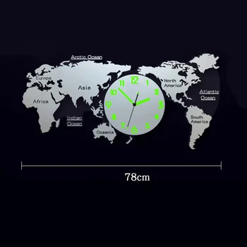 Oturma Odası Dünya Haritası 3D duvar saati Yaratıcı Modern Akrilik Büyük Saatler Duvar Süslemeleri Oturma Odası Lüks Hediye Dıy SYGM