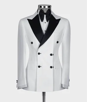 Bölünmüş Tasarım Doruğa Yaka Blazer Erkek Düğün Giyim Özel Takım Elbise Kruvaze Ceket 1 adet Ceket Tasarımcıları Lüks Markalar