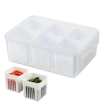 Buzdolabı taze gıda Kutusu 6-in-1 Buzdolabı Taze gıda Kutusu Drenaj Sepeti İle Gıda saklama kutusu Süzgeç Saklamak İçin Balık Et
