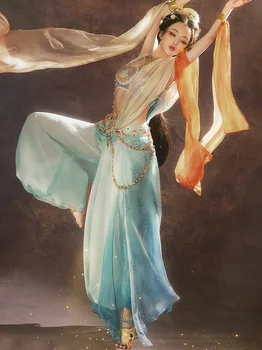 2022 Klasik Dans Çin Tarzı Hanfu Dans Elbise Cosplay Dunhuang Uçan Prenses Hanfu Elbise Peri Zarif Elbise