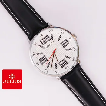 Otomatik Tarih Julius Homme erkek saati Japonya kuvars saatler Moda Retro Saat Gerçek Deri Erkek Doğum Günü Sevgililer Hediye Hiçbir Kutu