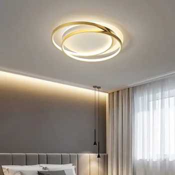 Modern basit tasarım yuvarlak altın uzaktan kumanda ışık LED avize yatak odası oturma odası mutfak çalışma tasarım tavan lambası