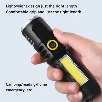 XPE LED meşale ışık Teleskopik yakınlaştırma feneri Tip-C USB Şarj Kamp Su Geçirmez acil durum lambası Açık Kendini savunma