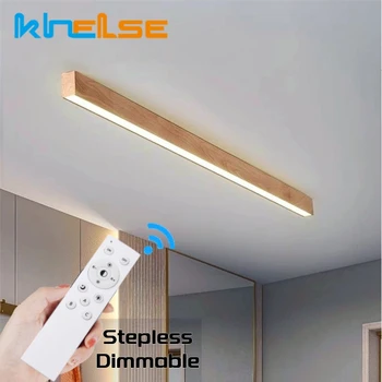 Ahşap LED Kısılabilir Tavan Lambası Yüzeye Monte Uzun Koridor Lamba Yemek Odası Mutfak Yatak Odası Ev Dekor tavan lambası fikstürü