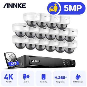 ANNKE H500 16CH 6MP NVR PoE IP Kamera Güvenlik Sistemi 16 adet 5MP IP67 Su Geçirmez Açık Gece Görüş CCTV Gözetim Kiti
