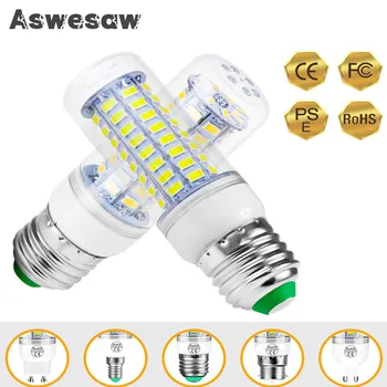 Aswesaw LED E27 E14 Mısır Ampul 24 36 48 56 69 72 LEDs SMD 5730 220 V Lampada LED Lamba Avize Mum LED ışık Bombilla