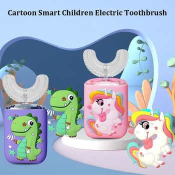 Akıllı Çocuk Çocuk 360 Derece U-şekilli Elektrikli Diş Fırçası USB Şarj Otomatik Sonic ultra sonic diş fırçası Sevimli Karikatür