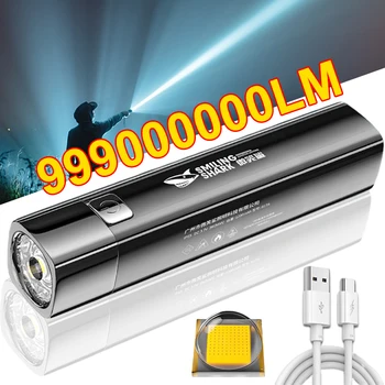 Süper parlak LED el feneri güç bankası USB şarj edilebilir 18650 pil Torch kamp ışıkları uzun menzilli Mini taşınabilir el feneri