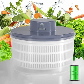 Elektrikli salata döndürücü-Marul sebze kurutucu, USB Şarj Edilebilir, Hızlı Kuruyan Marul Meyve Spinner Malzeme Kase