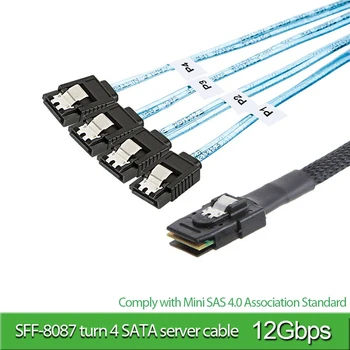 SAS SATA Adaptörü Dönüştürücü Mini SAS SFF-8087 to 4 SATA SAS 36P 4SATA3. 0 Düz Kafa Katı Hal Sürücü Veri Kablosu