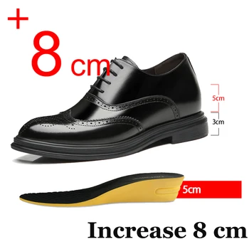 Erkek Elbise Ayakkabı Asansör Ayakkabı Platformu Nefes Rahat İş Lüks Hakiki Deri Heightening Ayakkabı 8 6 CM Taller Erkek