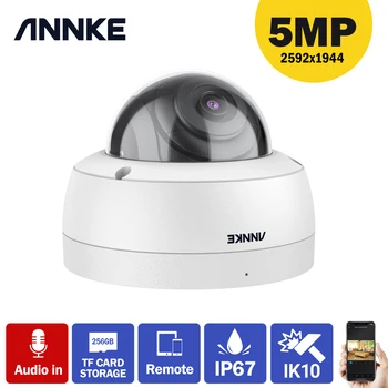 ANNKE 1 ADET C500 Dome 5MP Açık IK10 Vandal Geçirmez POE Güvenlik Kameraları Ses POE gözetim kameraları TF Kart Desteği
