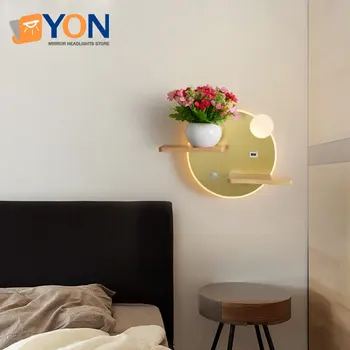LED başucu yatak odası kısılabilir duvar lambası oturma odası Nordic yaratıcı okuma sonsuz karartma anahtarı duvar ışık aplik