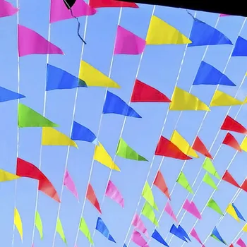 50 m 100 Bayrakları Renkli Üçgen Bayrakları Bunting Banner Flama Festivali Açık Dekorasyon Çelenk Festivali Parti Tatil