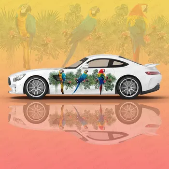 Özel Komik Papağan Görüntü Wrap Sticker Dekoratif Araba Çıkartması Yarış Araba Grafik Çıkartması Tam Vücut Vinil Wrap Modern Tasarım Vektör