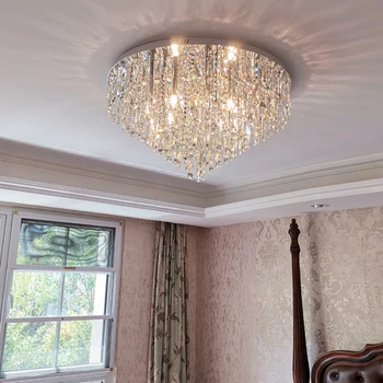 Postmodern kristal tavan ışıkları oturma odası yatak odası basit lüks tavan lambaları restoran yuvarlak yüzeye monte fikstür