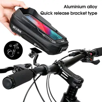 0.6 L Gidon Telefon Kılıfı Sert Kabuk 360 Derece Rotasyon Yapıştırılmış Fermuarlı Bisiklet Gidon Çantası Örgü Çanta İle Bisiklet için