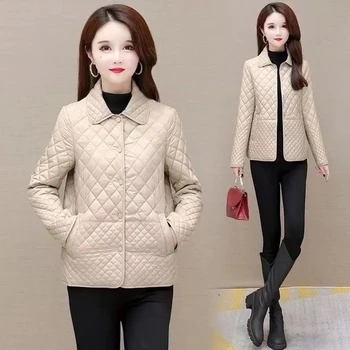 Hafif Aşağı pamuklu ceket Kadın Sonbahar Kış 2023 Yeni Moda Sim Çok Yönlü Yastıklı Ceket Kadın Kısa Büyük Boy Ekmek Ceket