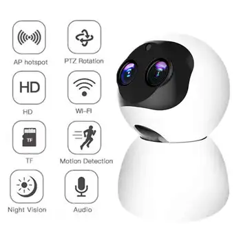 Çift Lens AI İnsan Algılama Akıllı Robot Kamera Bebek İzleme 1080p Wifi 10X Zoom PTZ Video Gözetim Güvenlik Kamera