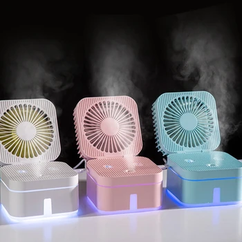 Hareketli Masaüstü Kare Soğutma Fanı 2-in-1 Hava Nemlendirici spreyli fan Düşük Gürültü Kişisel Fan Yatak Odası Ofis için Seyahat
