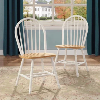 Autumn Lane Windsor Masif Ahşap Yemek Sandalyeleri, Güçlü ve Dayanıklı (2'li Set), 20,25 X 18,00 X 36,50 inç