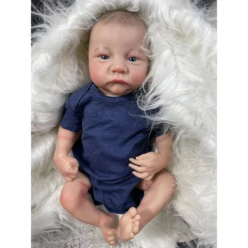 18 inç Zaten Boyalı Bitmiş Yeniden Doğmuş Bebek Bebek Levi Yumuşak Vinil Yıkanabilir 3D Cilt Görünür Damarlar Koleksiyon Sanat Bebek