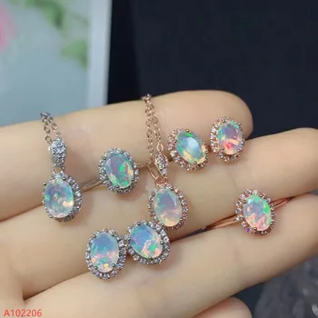 Güzel Takı 925 Ayar Gümüş Doğal Opal Taş Faceted Yüzük Kadınlar için Evlenmek Var Ngaged Parti Kız Hediye Anma Yeni