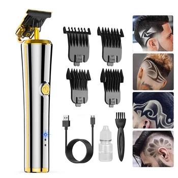 Erkek Elektrikli Saç Kesme Profesyonel Düzeltici Şarj Edilebilir Saç Kesici T Bıçak Elektrikli Saç Düzeltici Sakal Tıraş Makinesi Su Geçirmez