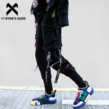 11 BYBB'S KOYU Şeritler Cepler harem pantolon Erkekler Streetwear Sonbahar Kış Sweatpants Hip Hop Joggers İnce Erkek kalem pantolon