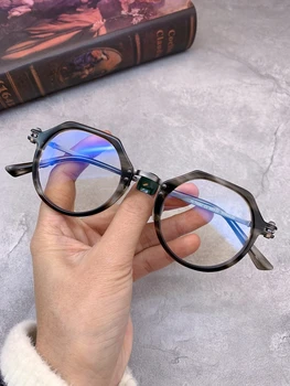 Klasik Vintage Gözlük Erkek Ve Kadın Miyopi Optik Gözlük Çerçevesi Titanyum Oval Reçete Gözlük Olgun Erkek