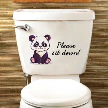 15 * 30 cm Karikatür Hayvan Panda İngilizce Sloganı Duvar Sticker Tuvalet Sticker Oomrestaurant Arka Duvar Tuvalet Dekoratif Duvar Sticker