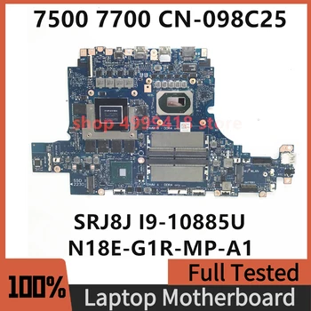 Anakart CN-098C25 098C25 98C25 DELL 7500 Laptop Anakart İçin N18E-G1R-MP-A1 İle SRJ8J I9-10885H CPU %100 % Tam İyi Çalışıyor