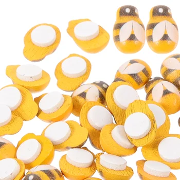 100 Adet Telefon Takılar Zanaat DIY Aksesuarları Küçük Sarı Dekor Heykelcik Süsler El Yapımı Çanta Dekor Ahşap Minyatür