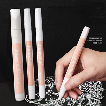Beyaz Yağlı parlak Kalem çocuk Sanat Öğrencileri Özel El boyalı Kanca Hattı Animasyon Opak Akrilik işaretleyici kalem