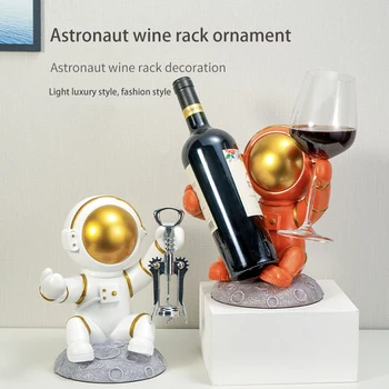 Işık lüks şarap rafı astronot raf kırmızı şarap bardak tutucu kalıp yaratıcı dekorasyon şarap tadımı raf ev dekor masa gereçleri