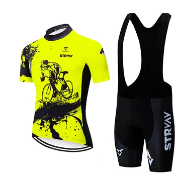 STRVAV Bisiklet Jersey Seti 2022 Takım Harika Bisiklet Giyim Yaz Kısa Kollu Bisiklet Takım Elbise erkek Üst ve Alt Bib Şort Takımı