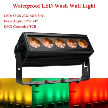5x20W su geçirmez LED RGB 3IN1 Duvar Yıkama ışığı DMX Ses LED çubuk Kapalı ve Açık Parti Düğün Kilise Disko DJ Sahne