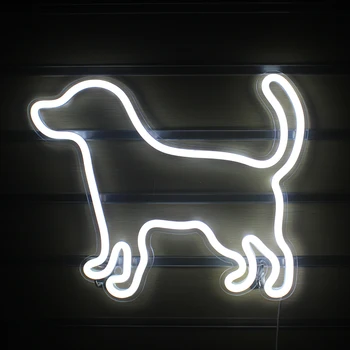 Wanxıng LED küçük Köpek şekilli Neon ışık burcu akrilik duvar asılı USB güç Hayvan lamba Kawaii odası sanat dekoru dükkanı ev hediye