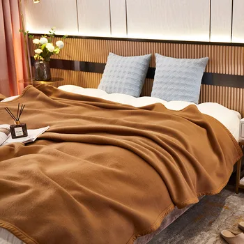 Kalın Sıcak Çift taraflı Polar Battaniye Sonbahar Kış Otel Yurtta için Süper Yumuşak Yorgan Lüks Kahverengi Flanel Battaniye Cobertores