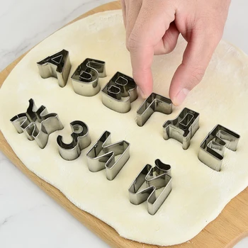 Bisküvi Fondan Pasta Ekmek Sandviç Kalıpları Alfabe Mektubu Çerez Kesiciler DIY Çocuklar Paslanmaz Çelik Mutfak Pişirme Kalıpları