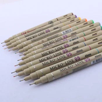 12 renk pigmenti Astar Mikron Mürekkep işaretleyici kalem resim kalemi Fırça Ucu Siyah Fineliner Eskiz Manga cetvel kalemi Ofis Malzemeleri