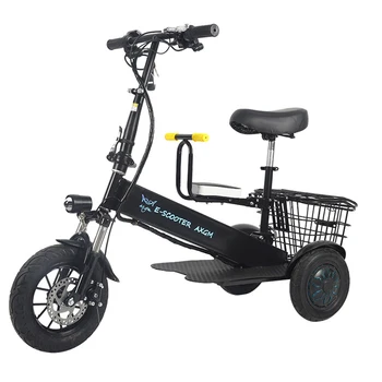 500w36v8ah Elektrikli Üç Tekerlekli Bisiklet Katlanır Trike Önce Ve Sonra Çift Amortisör Aşınmaya Dayanıklı Vakum Lastiği 3 Tekerlekli Scooter