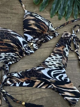 2020 Kadınlar Seksi bikini seti Up Çiçek Baskı Bandaj Mayo Yüksek Bel Tanga Brezilyalı Biquini mayo Yaz Plaj Kıyafeti
