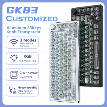 GK83 Mekanik Klavye Alüminyum Kablosuz 2.4 G Bluetooth 5.1 RGB 4000mah Üst Montaj Mda Profil Keycaps Lineer Anahtarlar Oyun